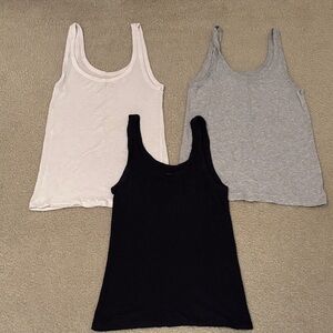 Aerie Ribbed Tank Top Trio - Black, White, Gray
